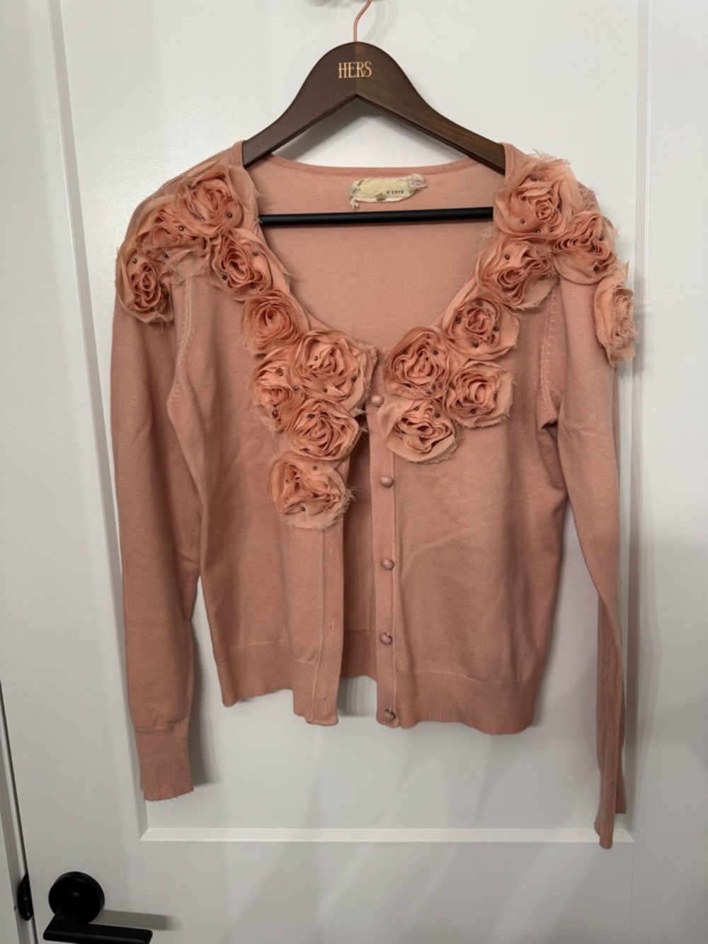 A'Reve Blush Pink Floral Rosette Cardigan